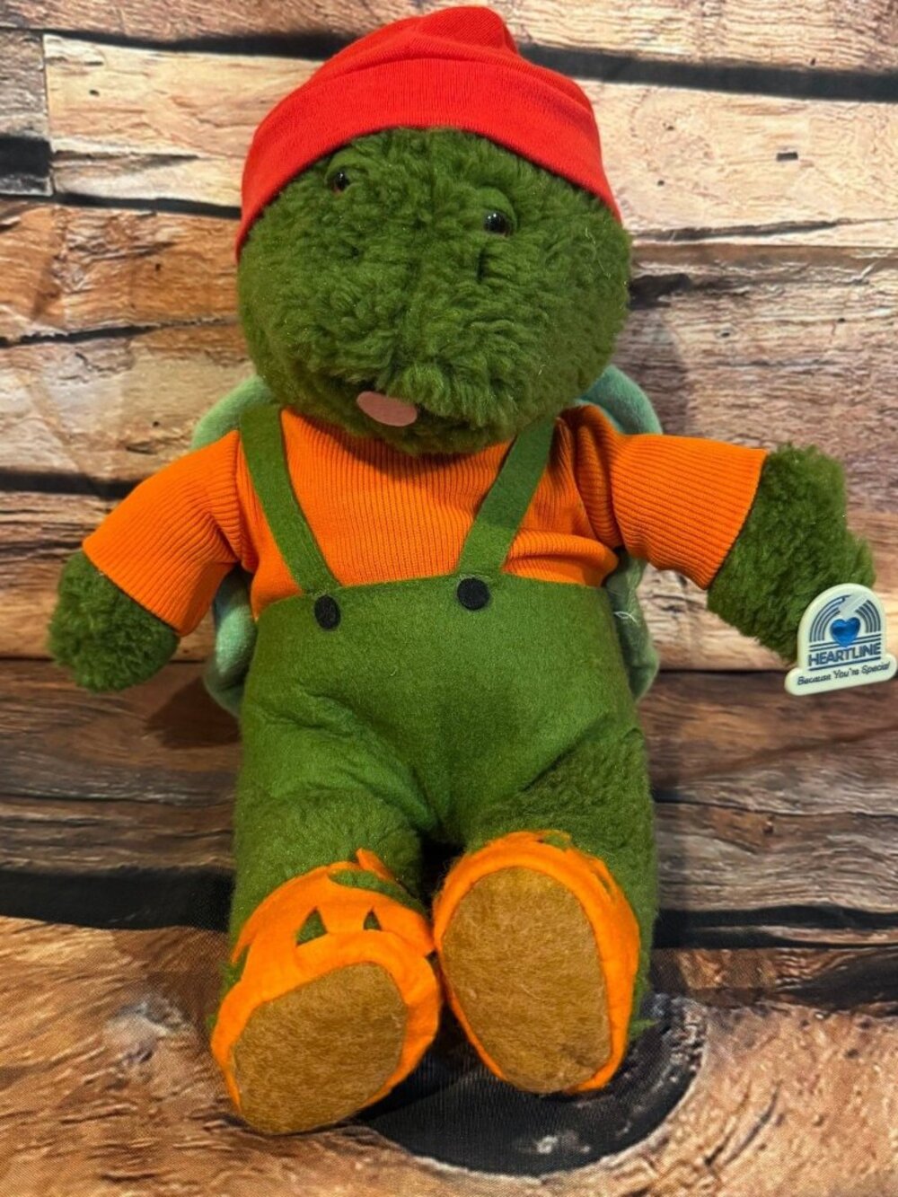 Vtg 1983 Heartline Snuggables Toby Turtle Plush Pumpkin Outfit Hallmark 14"